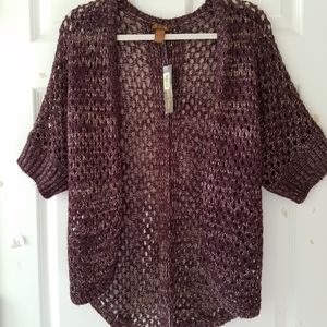 NWT Copper Key Acrylic Open Knit Dolman Sleeve Sweater